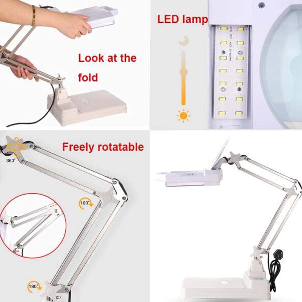 Lupe, 28 LED-Beleuchtung mit Ständer, 5-fach-10-fach-LED-Freisprechlampe zum Lesen, Lupen-Schreibtischlampe zum Basteln, Schmucklöten, Nähen, Basteln, Makula, Freundschaft und Tugend
