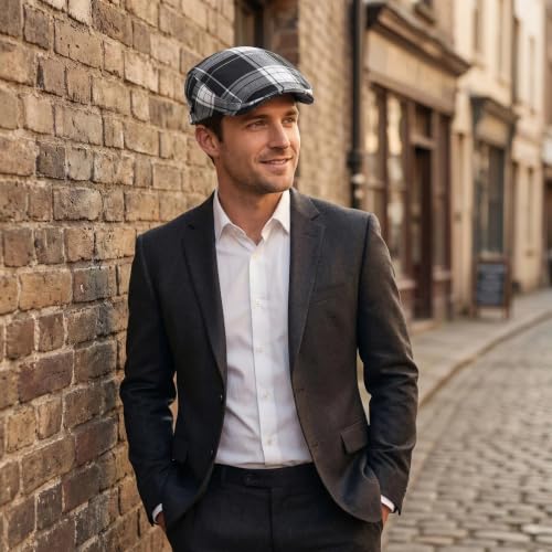 Image of 3Pcs Men's Newsboy Caps Cotton Cooling Hat Adjustable Flat Cap for Men