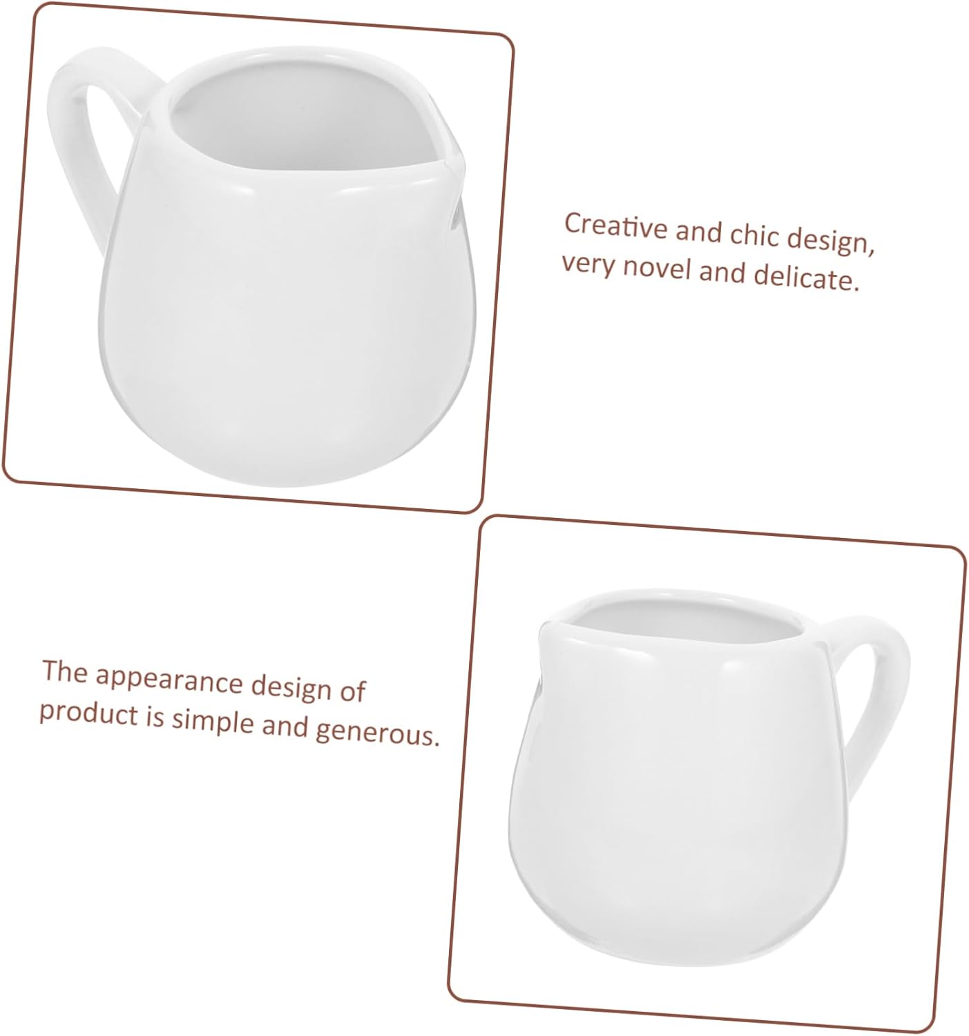 4 Pcs Ceramic Sauce Cups with Handle Drip Spout Milk Creamer Jugs for Cafe Home Restaurant Kitchen Use