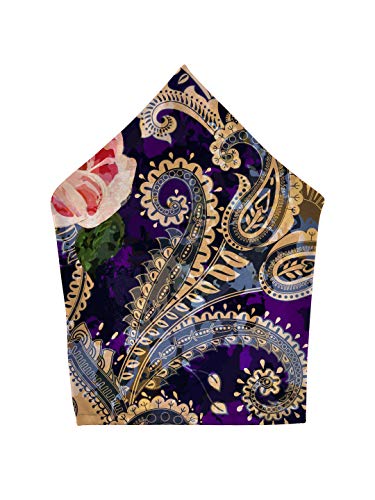 Image of BLACKSMITH Paisley and Floral Printed Italian Pocket Square for Men and Boys, for traditional Indian Wear like Bandhgala and Modi Jacket