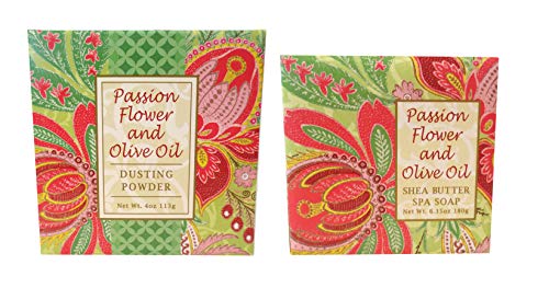Greenwich Bay Trading Co. Passion Flower and Olive Oil Shea Butter Soap and Dusting Powder Gift Set