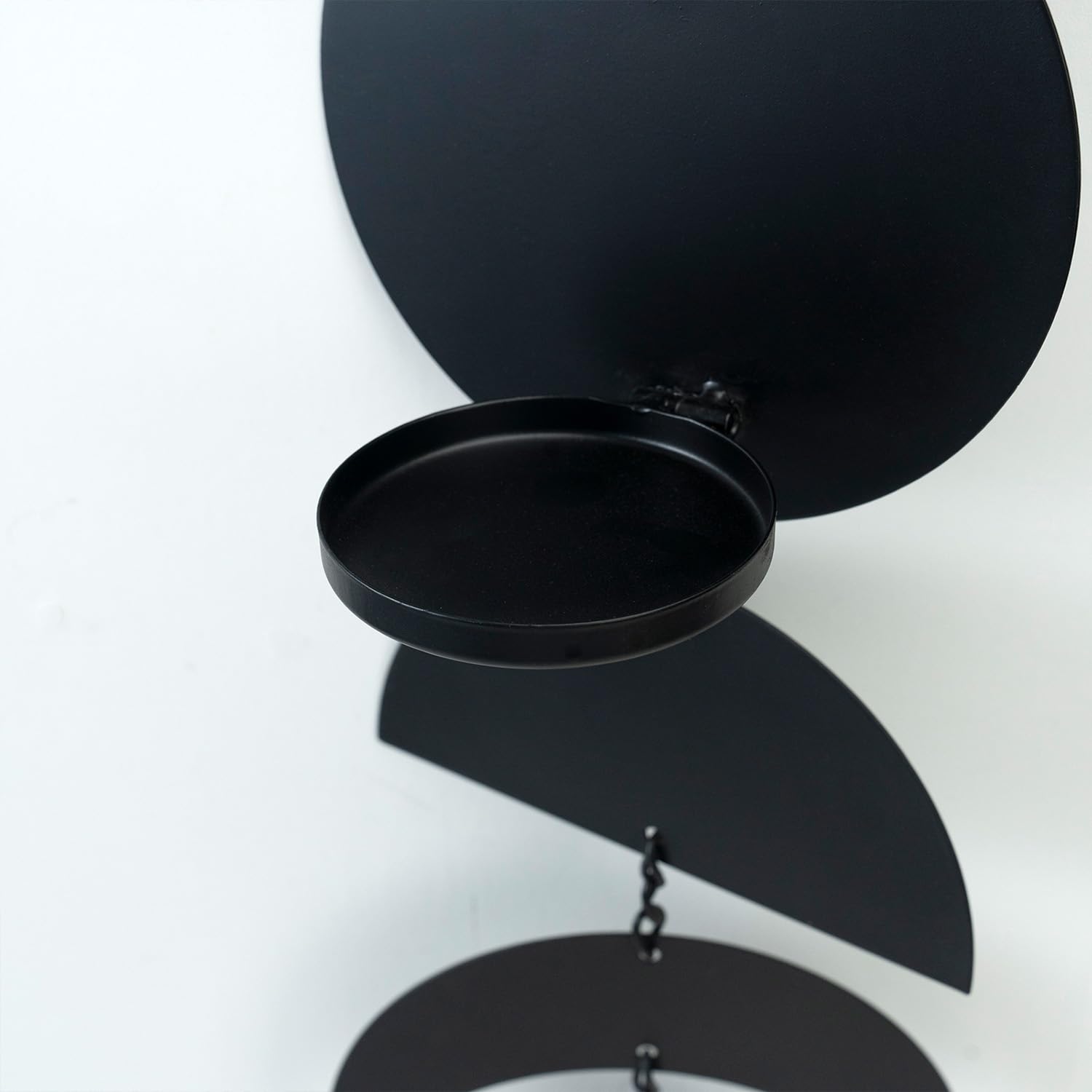 Wandhalter für Kerzen, Schwarz Metall Wandkerzenhalter, Kerzenständer für Wandmontage, Groß Boho Hänge Wand Kerzenhalter Deko(2er Set)