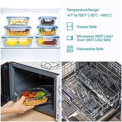 Image of Vtopmart 8 Pack Glass Food Storage Containers with Airtight Lids, Glass Meal Prep Containers, Lunch Office Meal for Microwave, Oven, Freezer and Dishwasher, BPA Free