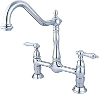 Vista 6 de Kingston Brass KS1172AL Heritage Bridge - Grifo de cocina, latón pulido