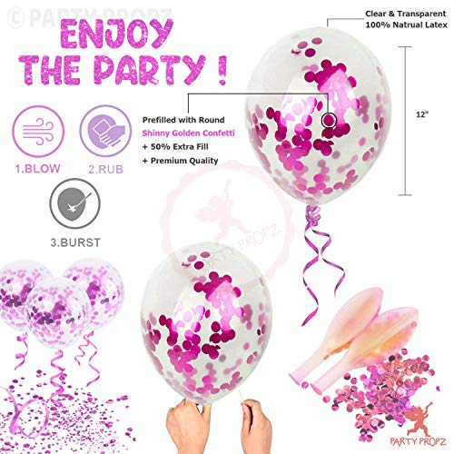 Image of Party Propz 9Pcs Pink Confetti Balloons & Happy Birthday Banner Combo - For Girls Birthday Decoration Items Set -Girl Theme Balloons Decorations -Elegant Supplies ,Paper;Rubber