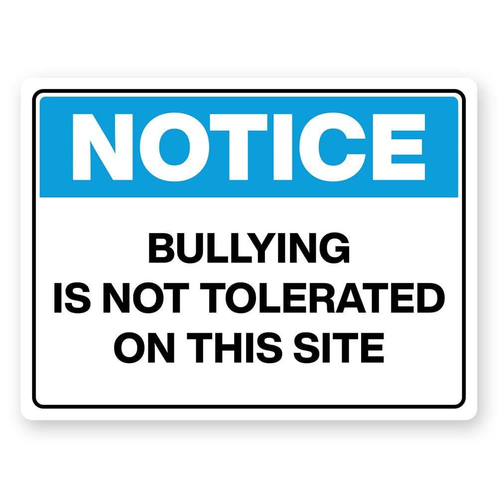 Tin sign vintage Bullying Is Not Tolerated On This Site Plaque Poster for Bar Pub Beer Home Garage Man Cave Wall Decor 12x8 Inch