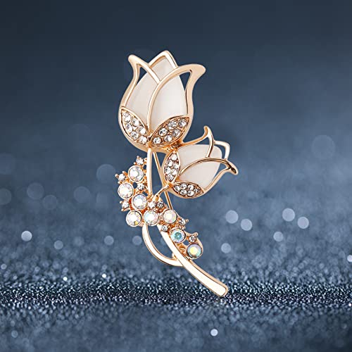 Image of Pearl Diamond Brooch Pins for Dress Sweater Scarf, Wedding Party Decoration Birthday Christmas Gift