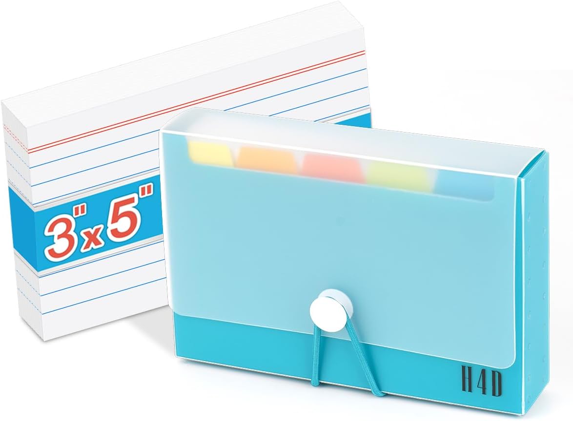 Product image of H4D 3x5 Index Card Case with 100 Heavyweight Ruled Index Cards and Dividers, Teal