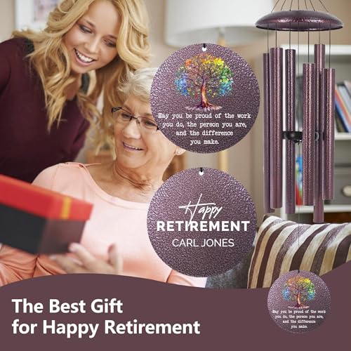 Image of ASTARIN 2025 New Retirement Gifts, Best Wishes for Retire Friends, Personalized Wind Chimes, Happy Retirement Gift for Teacher Co-Workers Grandma Women Men, Inside Garden Decorations