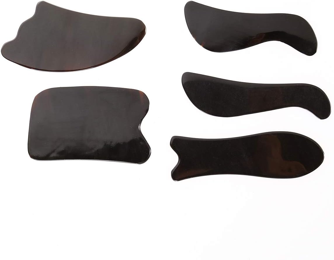 Healifty Gua Sha Scraping Massage Tool Buffalo Horn Guasha Board Therapy Massage Stones Anti Aging Anti Wrinkle for Women 5pcs