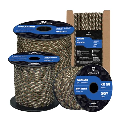 Abma Cord Paracord 3mm 100ft 100% Nylon Rope Type II Cord 3 Strands String