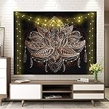 Mandala Wandteppich Tapisserie Boho Wandbehang Indisch Psychedelic Hippie komplizierte Wandtuch Blume Wand Dekoration Tapestry (130x150cm/51.2x59