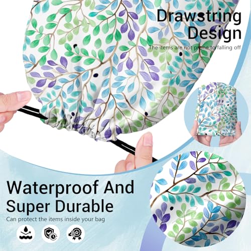 Image of Grip Bag for Gymnast Watercolor Leaf Print Drawstring Athlete String Bag for Sport