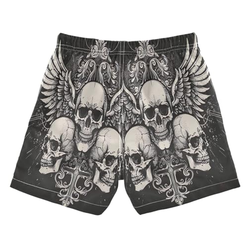 Swimming Trunks for Kids, Anti-Chafe Swim Trunks Boys 2 T, Skulls with Wings on Black2