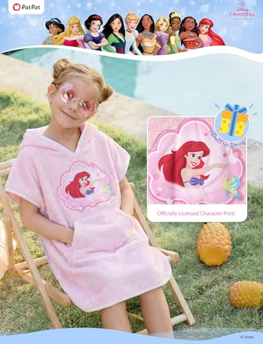 Image of Disney Marvel Princess Frozen Stitch Elsa Girls Hooded Swim Cover Up for Swimsuit Bathing Suit Swimwear Pocket 4-7 Years