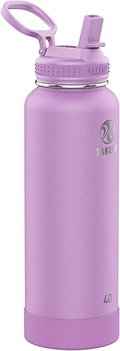 Miniatura 41 de Takeya Actives - Botella de agua de acero inoxidable con aislamiento y tapa con boquilla, capacidad de 22 oz, color rubor Rosa (Blush),Lila,Confeti