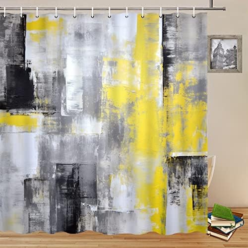 Yadshoti Yellow and Gray Shower Curtains Oil Painting Style