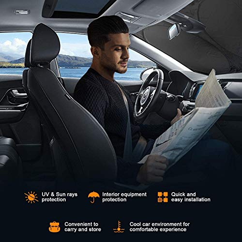 Astroai Windshield Sun Shade, Foldable Car Sun Shade For Windshield Blocks Uv Rays Sun Visor Protector Sunshade-Protect And Cool Your Vehicle Interior (Large 66.98 X 35.46 Inches) #TOP7