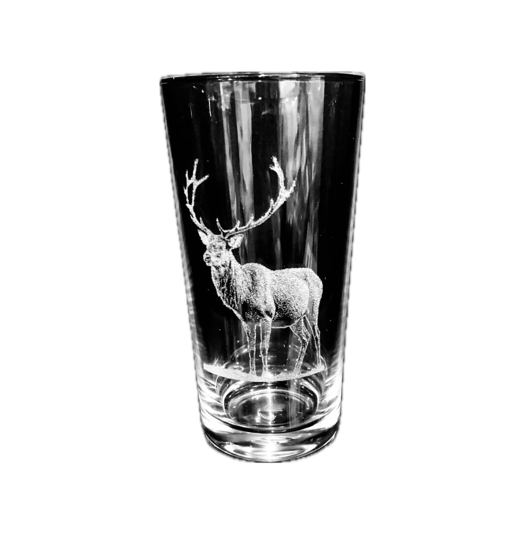 Animal Engraved Glass - Personalised Etched, Gift, Wine, Pint, Whiskey, Gin, Decanter, Cup, Tea, Shot, Christmas, Birthday, Brandy, Coffee, Mug, Beer, Set, vase, Bottle, Wedding, (Stag)
