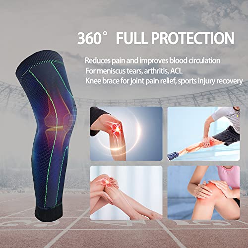 Image of Leg Compression Sleeves for Women & Men, Knee Braces for Knee Pain Knee Support Knee Pads for Basketball, Football, Running, Working Out, Arthritis (L, GREEN)
