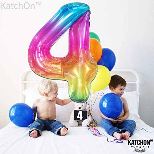 Image of KatchOn Giant Rainbow 4 Balloon Number - 40 Inch | Number 4 Balloons