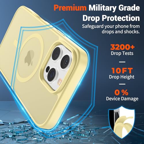 Image of SUPFINE Magnetic for iPhone 16 Pro Max Case (Compatible with MagSafe) (Military Grade Drop Protection) Slim Translucent Matte Shockproof with Anti-Fingerprint Phone Case,Buttercream Yellow