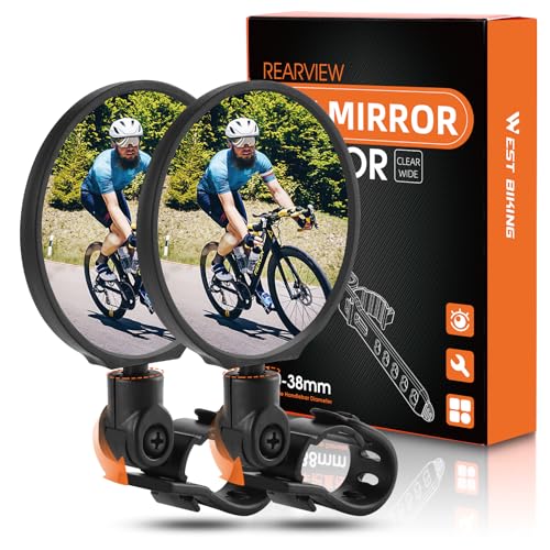 CYCLESPEED 2 Stück Fahrradspiegel Fahrrad Rückspiegel, 360° Drehbar Fahrradspiegel Klappbar für Lenker 20-38mm, Fahrrad Spiegel für e-bike MTB Rennrad