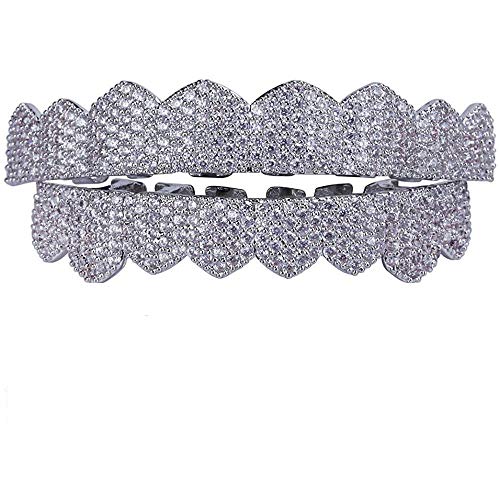 canjoyn 18K Gold Plated Gold Finish 8 Top Teeth & 8 Bottom Tooth Hip Hop Mouth Grills