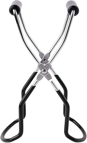 Eeoyu Pinzas elevadoras de tarros de acero inoxidable con mango de agarre para cocina del hogar (negro)