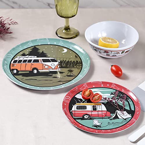 Melamine Dinnerware Set for 4, 12pcs Camping Dinner Dishes Set for Outdoor use, Dishwasher Safe … - Thumbnail 3