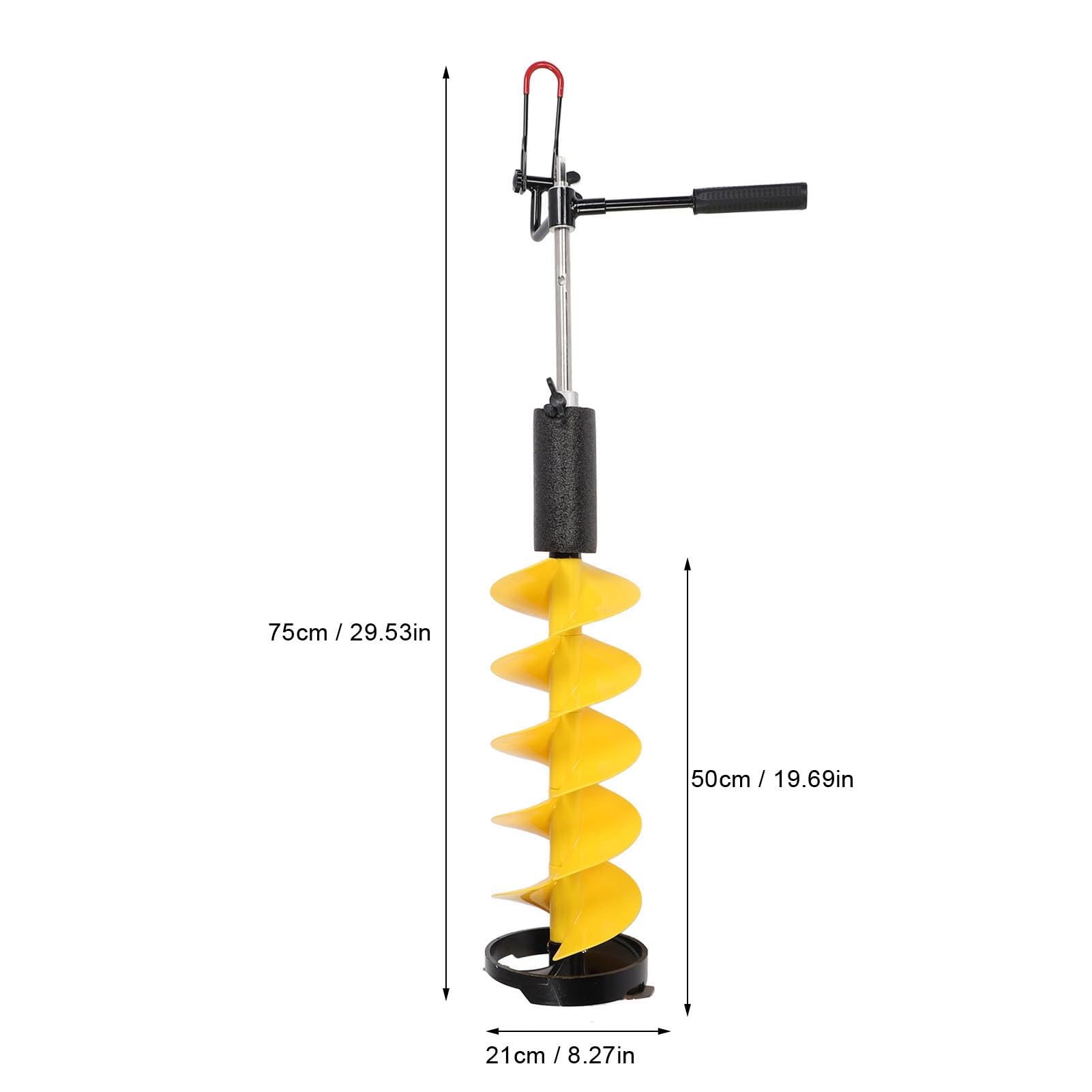 Marhynchus Świder do Wiercenia Pod Lodem 8-calowy Nylonowy świder do Lodu 28 Cali z Prętem Przedłużającym o Długości 70 Cm Ostrza ze Stopu Aluminium i Węglika łowienia Pod Lodem Głęboki Lód Gruby Lód