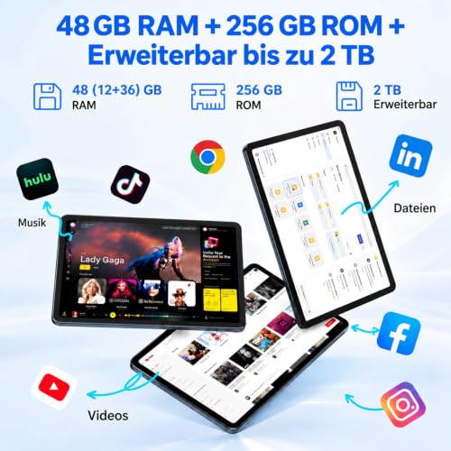 BESTTAB Android 16 Tablet 12 Zoll mit Tastatur, 48GB+256GB, 4G LTE/5G WiFi – Ansicht 4