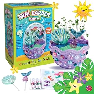 Creativity for Kids Mini Garden: Mermaid Terrarium Kit – Mermaid Gifts for Girls, Crafts for Kids, Stocking Stuffers (Ages 6+)