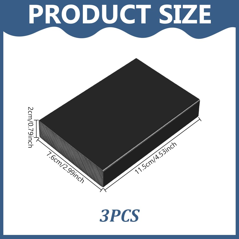 AHANDMAKER Lot de 3 blocs de taraudage en plastique HDPE noir haute densité pour travaux de bricolage et rénovation des sols, prototypage, projets de bricolage, 115 x 76 mm