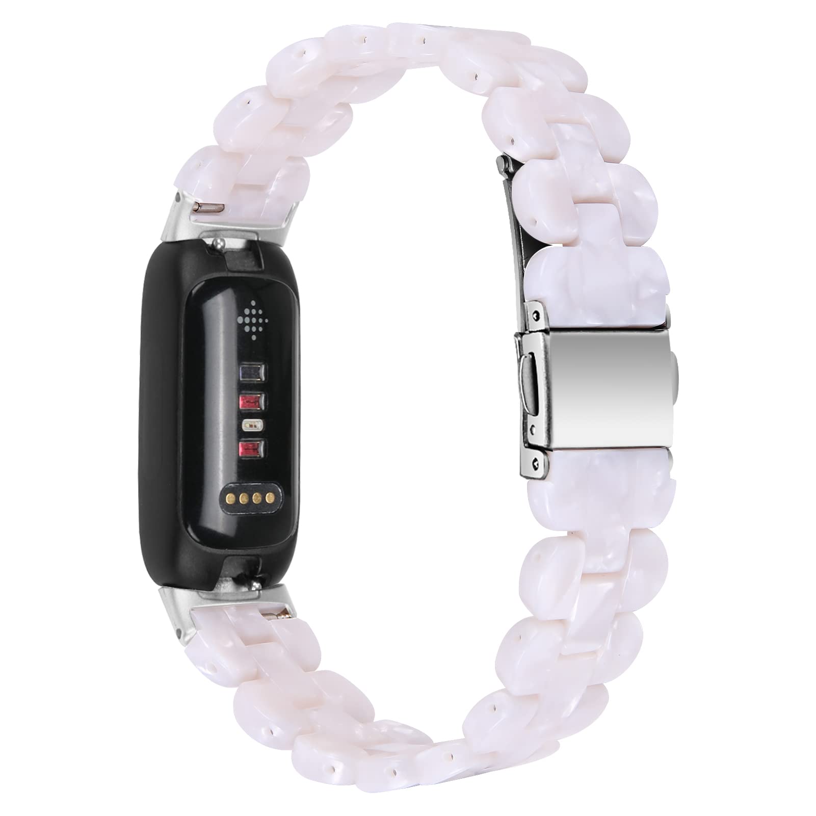 AISPORTS Resin Strap Compatible with Fitbit Inspire 3 Strap for Women Men, Lightweight Crystal Resin Sport Wristband Metal Buckle Clasp Bracelet Replacement Strap for Fitbit Inspire 3 Fitness Tracker