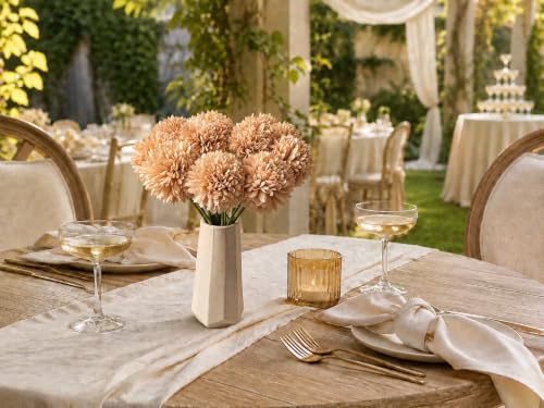 Image of Mandy's 12pcs Artificial Champagne Ball Chrysanthemum Flowers