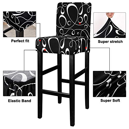 Image of Lellen Jacquard Bar Chair Stool Cover - 4 Pack Stretch Chair Slipcover Pattern for Short Swivel Dining Chair-Counter Height Side Chairs(369K)