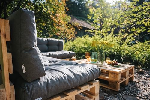 Gutekissen Palettenkissen, Gartensofakissen, Gesteppte Kissen gefüllt mit granuliertem Poulirette-Schaum, viele Farben und Größen PPI (Sitzkissen 120x80, gesteppt Anthrazit)