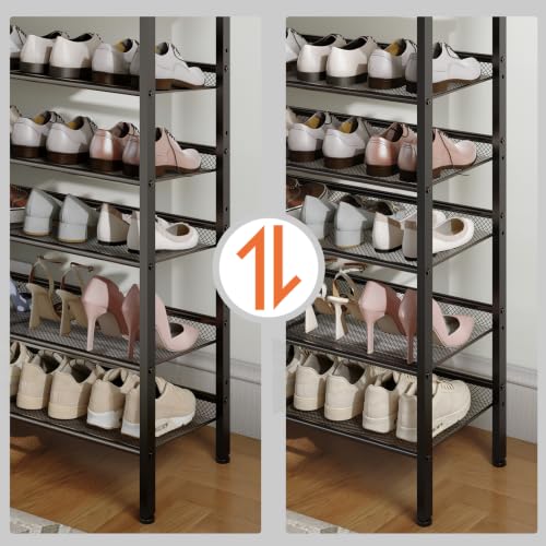 HOOBRO Schuhregal, 6-stöckiges Schuhablage, Schuhschrank, verstellbares Metallgitterregal, Geräumige Oberseite, für 20-24 Paar, Eingang… – Ansicht 5