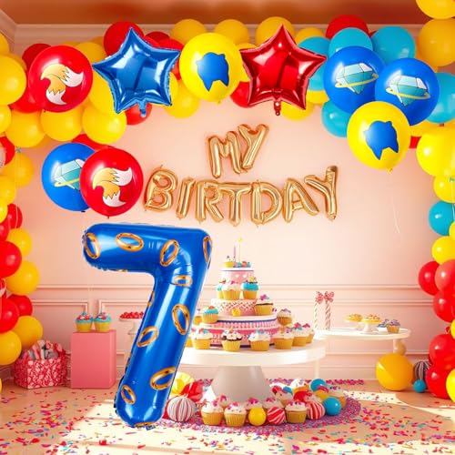 Image of number 40 inch blue and gold ring balloon set birthday number decoration aluminum film balloon suitable for boys and girls blue theme party cartoon party decoration supplies (7)
