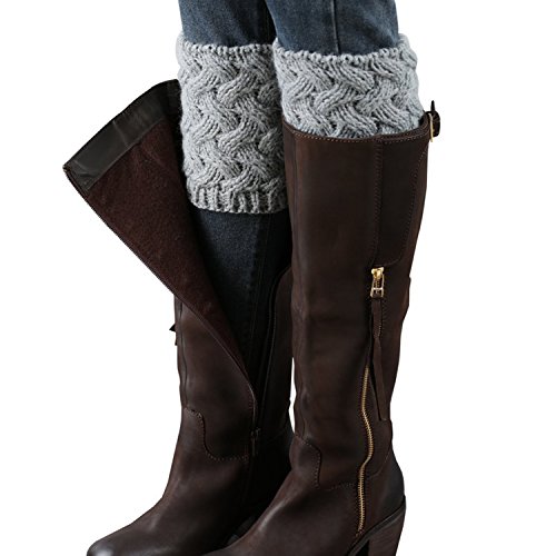 Bestjybt Womens Short Boots Socks Crochet Knitted Boot Cuffs Leg Warmers Socks, Gray