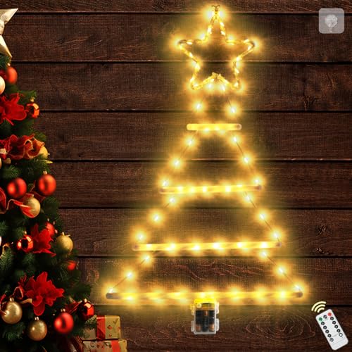 Ulikey 67cm LED Weihnachtsbaum Leiter Lichterkette, Weihnachtsbeleuchtung...