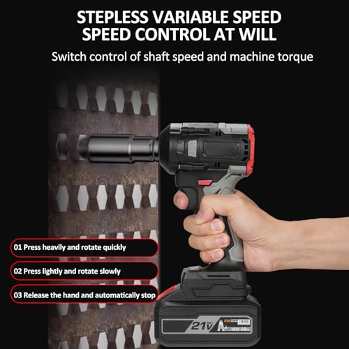 Daconovo Chave de impacto sem fio de 21V Torque máximo 350N.m, chave de impacto sem escova de 1/2 po