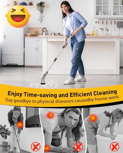Image of Shower Scrubber with Long Handle, Shower Cleaner Brush with 8 Floor Machine Pads, Cordless Electric Spin Scrubber for Cleaning with 2 Speed, Cleaning Supplies for Bathroom Bathtub Kitchen Floor Toilet
