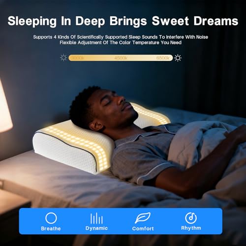Image of Hopihe Sunrise Pillow, Sound Machine for Sleep with Bluetooth Speaker & Sunset Simulation, Smart Pillow with Wake Up Light, Sunset Lamp, White Noise Machine for Adults Kids