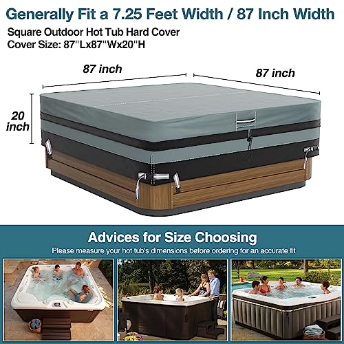 GREENER Square Hot Tub Cover Heavy Duty 600D Polyester Waterproof Spa