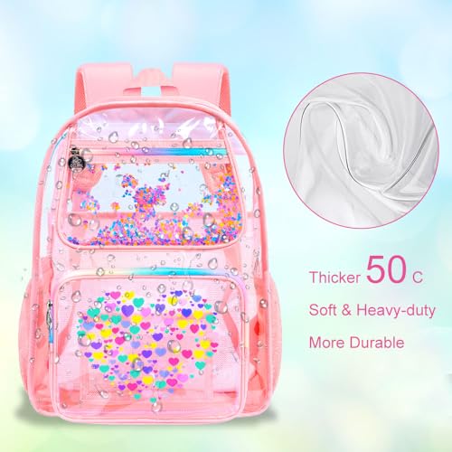Image of AGSDON Clear Backpack, Heavy Duty Transparent Bookbag, See Through PVC Backpacks for Women Men