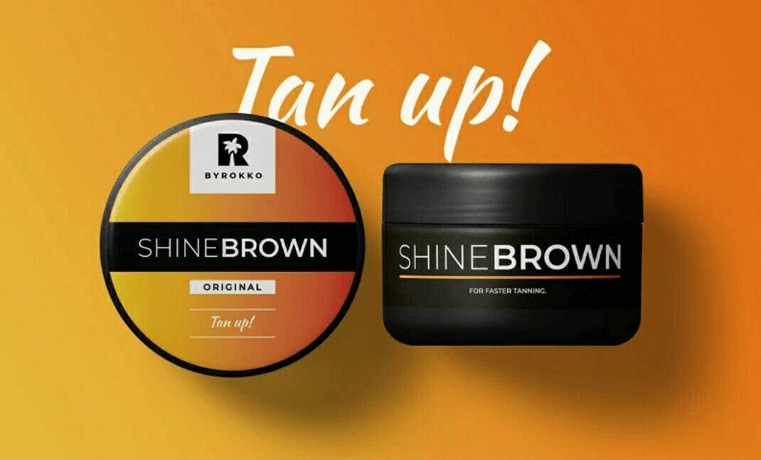 Byrokko, SHINE BROWN Tan Up! Crema abbronzante, acceleratore dell’abbronzatura di qualità, 2 barattoli da 190 ml, per uso con lettino solare o in esterni, ingredienti naturali al 100%