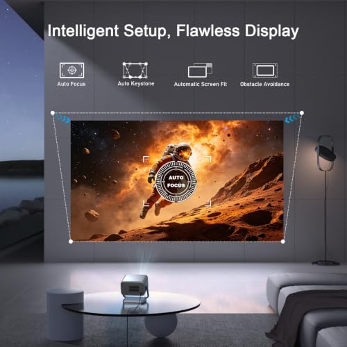 Image of [4000 ANSI & Officially-Licensed APP] 4K Projector with WiFi and Bluetooth, Auto Focus Keystone Smart Projector, Outdoor Projector with Adjustable Stand for Home Bedroom