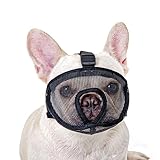 Ohcozzy Short Snout Dog Muzzle, Adjustable Mesh French Bulldog Muzzle for Small Medium Large Dogs to Prevent Eating Biting Licking（M,Black）
